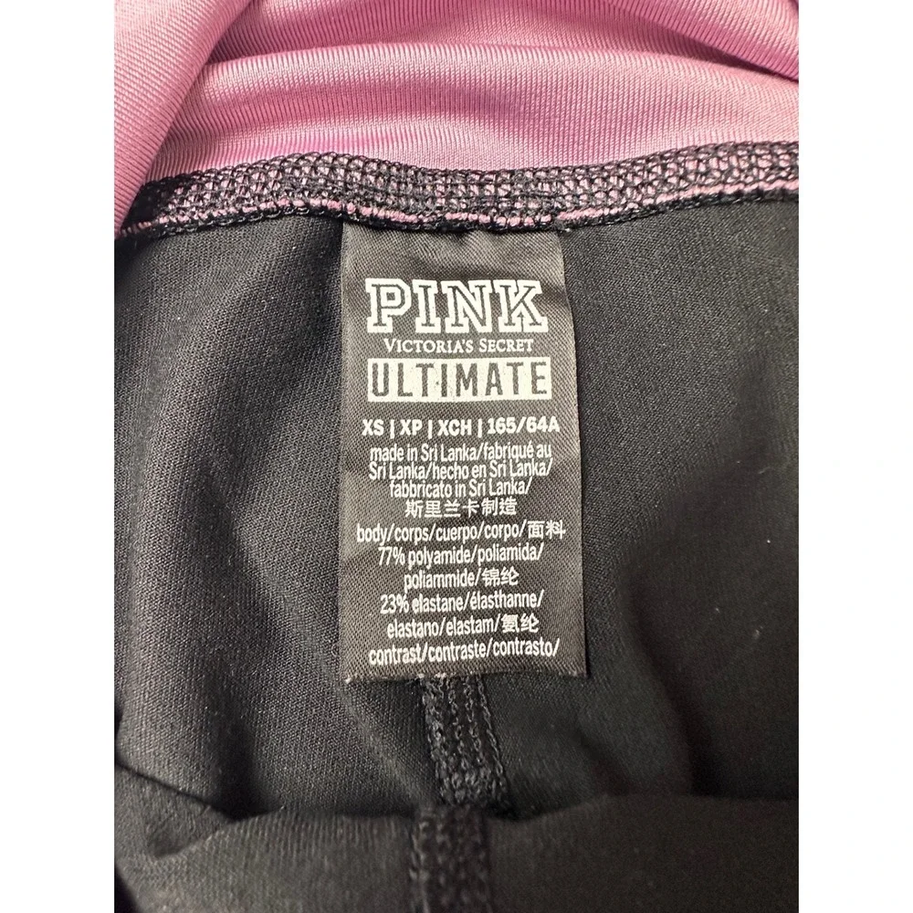PINK Victoria's Secret Ultimate‎ Leggings XS Black Pink High Waist Activewear